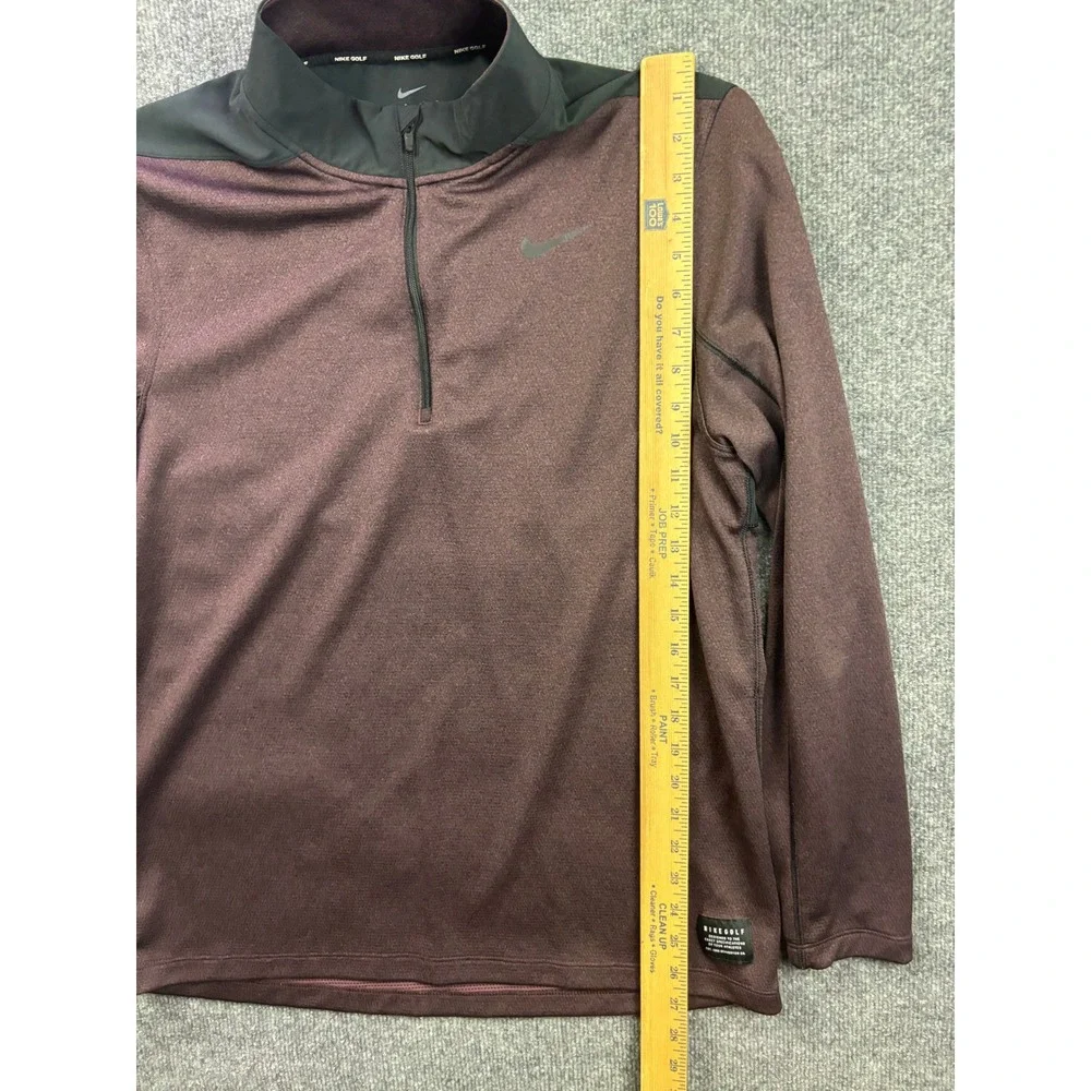 Nike Golf 1/4 Zip Pullover Mens Large Burgundy Black Dri-FIT Performance Top